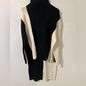 Black and White Women's Sweater & Skirt Set SMALL
